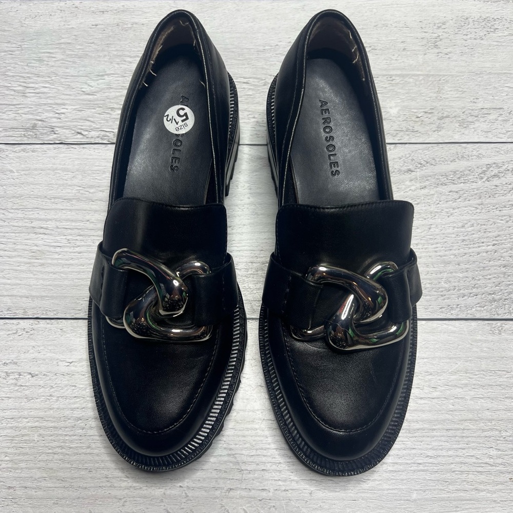 Aerosoles Lilia Black Chunky Loafers